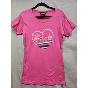 Graceland Elvis Presley Pink Heart Tshirt Long Length Medium King of Rock & Roll